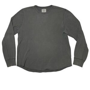 Buck Mason Shirt Mens L Vintage Gray Thermal Surplus Tee Long Sleeve Crewneck